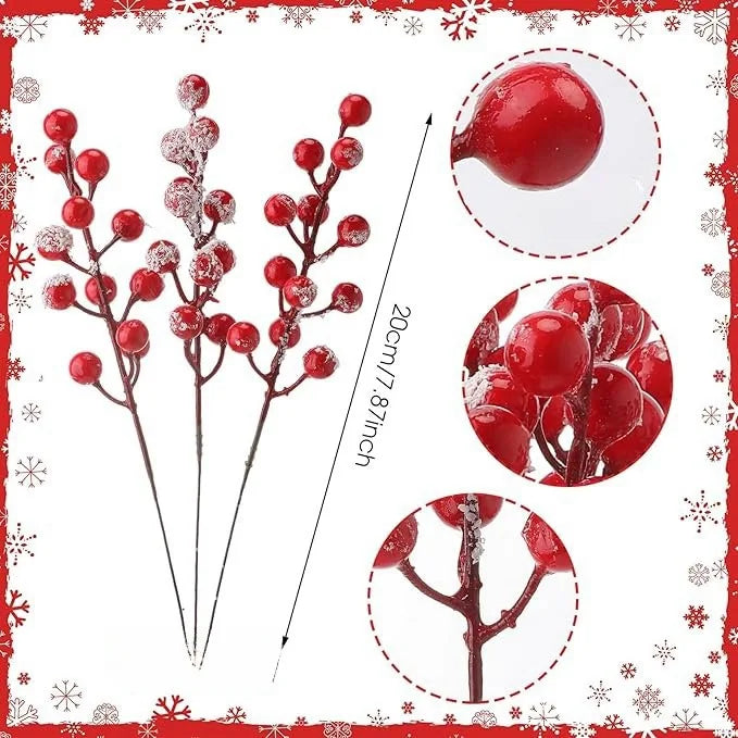 Artificial Red Berry Branches 7.87" | Christmas & Holiday Décor
