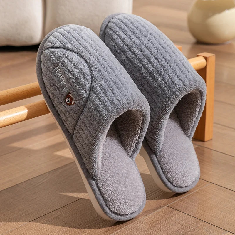 Women's Fuzzy Plush House Slippers – Warm Non-Slip Indoor Slides