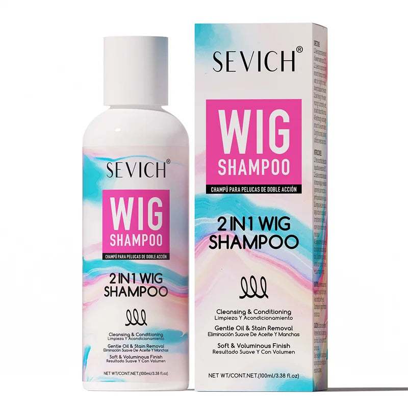 2-IN-1 Wig Shampoo Professional Anti-Frizz Softening Wig Care Shampoo Deep Cleansing Moisturizing Hair Conditioner for All Wig Peaceful Pleasures Health and Wellness 100ml