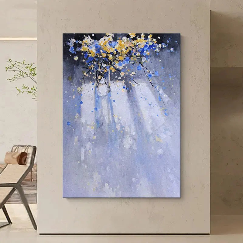 Unique Gift Beautiful Purple Flowers Picture Hand Painted Oil Painting On Canvas Wall Art Poster Mural For Living Room Entrance Peaceful Pleasures Health and Wellness