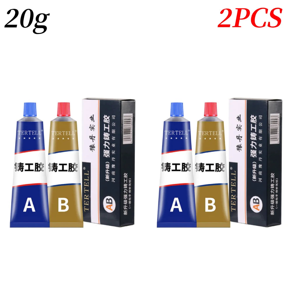 Cold Welding Glue Metal Repair Glue Heat-resistant AB Sealant High-strength Magic Plastic Repair Casting Adhesive Epoxy Resin Peaceful Pleasures Health and Wellness 20g 2PCS