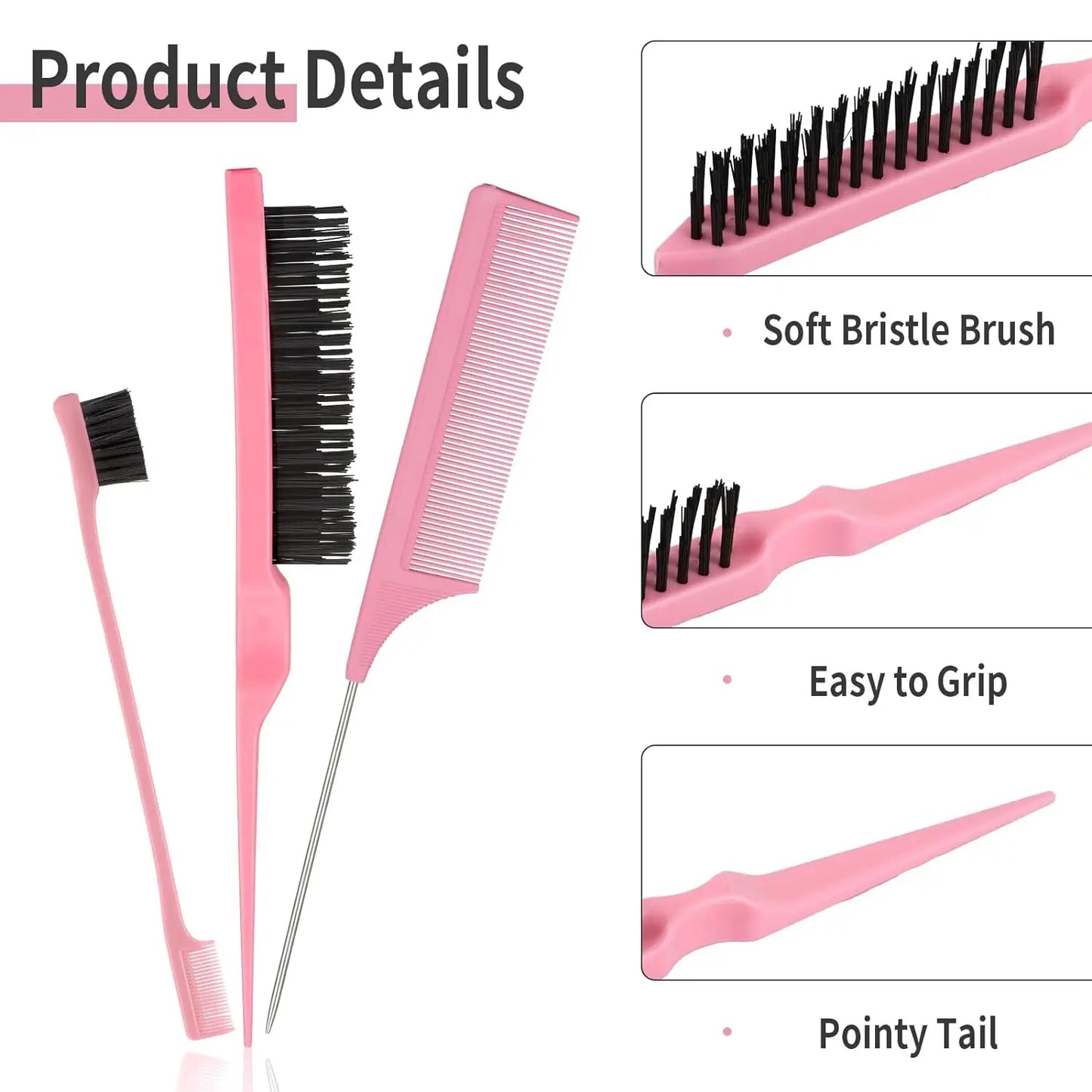 4 Piece Hair Brush Sets Pointed Tail Comb Fixed Mouse Comb Hair Pulling Needle High-Pressure Spray Bottle Salon Tools Supplies Peaceful Pleasures Health and Wellness