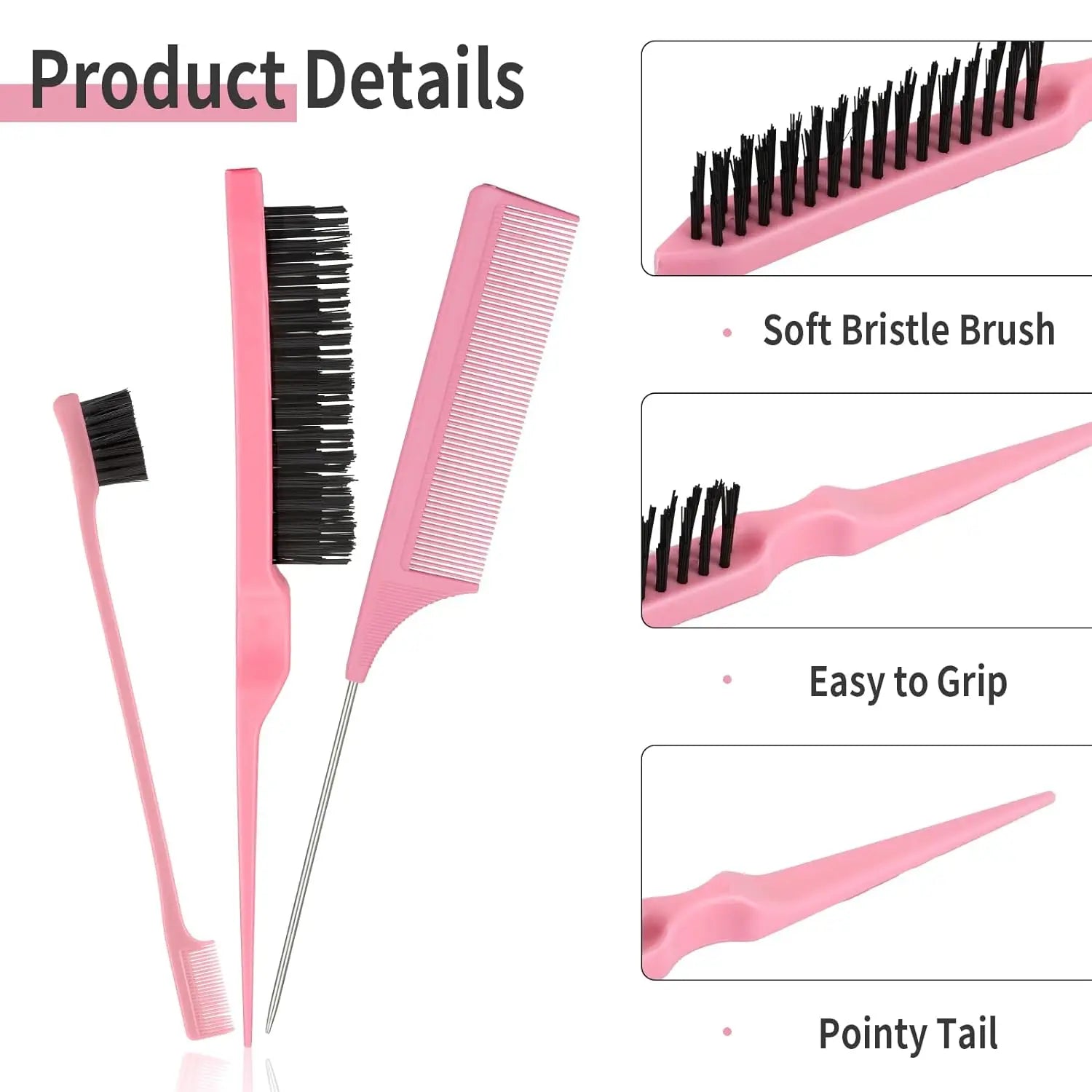 4 Piece Hair Brush Sets Pointed Tail Comb Fixed Mouse Comb Hair Pulling Needle High-Pressure Spray Bottle Salon Tools Supplies Peaceful Pleasures Health and Wellness