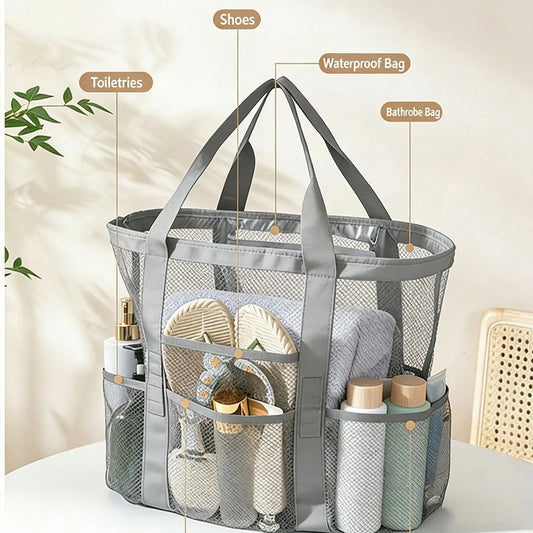 Womens Beach Bag Wide Handles Quick Dry Mesh Women Pool Tote Bag Toiletry Storage For Shoes Towel Makeup Toys Travel Gym Summer Peaceful Pleasures Health and Wellness
