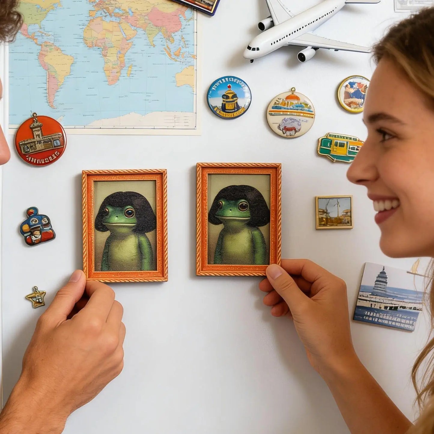 Funny Frog Fridge Magnet Cute frog Retro Refrigerator Decor Artistic Photo Framed Strong Refrigerator Magnets Small Ornament Peaceful Pleasures Health and Wellness