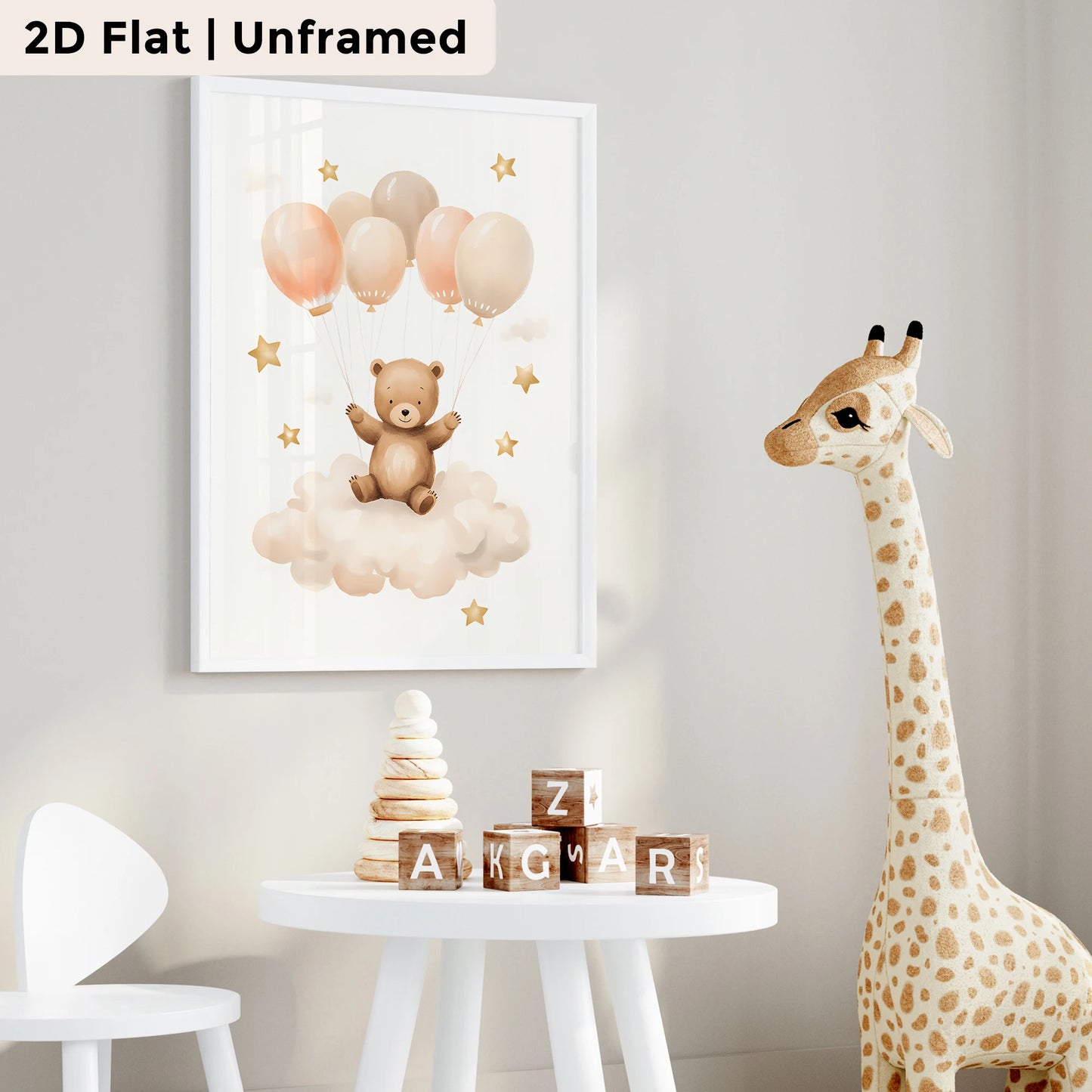 3-Piece Cartoon Balloon Bear Rabbit Canvas Wall Art Print Set