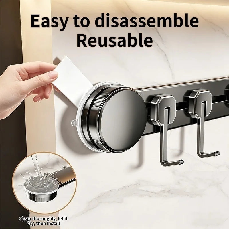 No-Drill Suction Cup Hooks | 6-Hook Kitchen & Wardrobe Rack