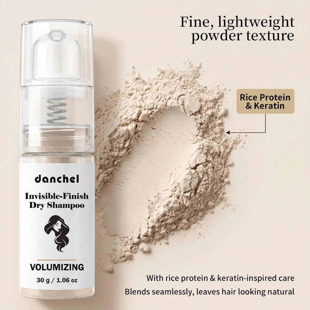 Instant Dry Shampoo Powder Rice Protein Oil Absorb Volumizing Non Greasy Portable Travel Hair Makeup Peaceful Pleasures Health and Wellness