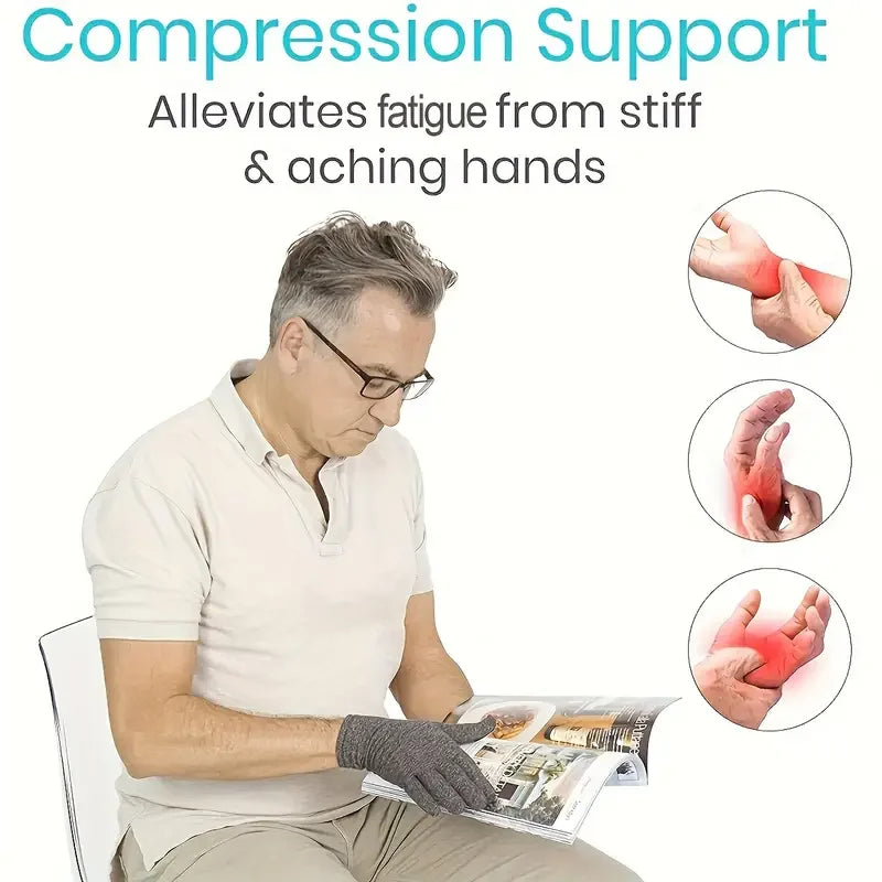 1Pair Unisex Compression Arthritis Gloves, Touch Screen Full Finger Gloves, Compression Gloves, For Therapy, Rehabilitation Peaceful Pleasures Health and Wellness