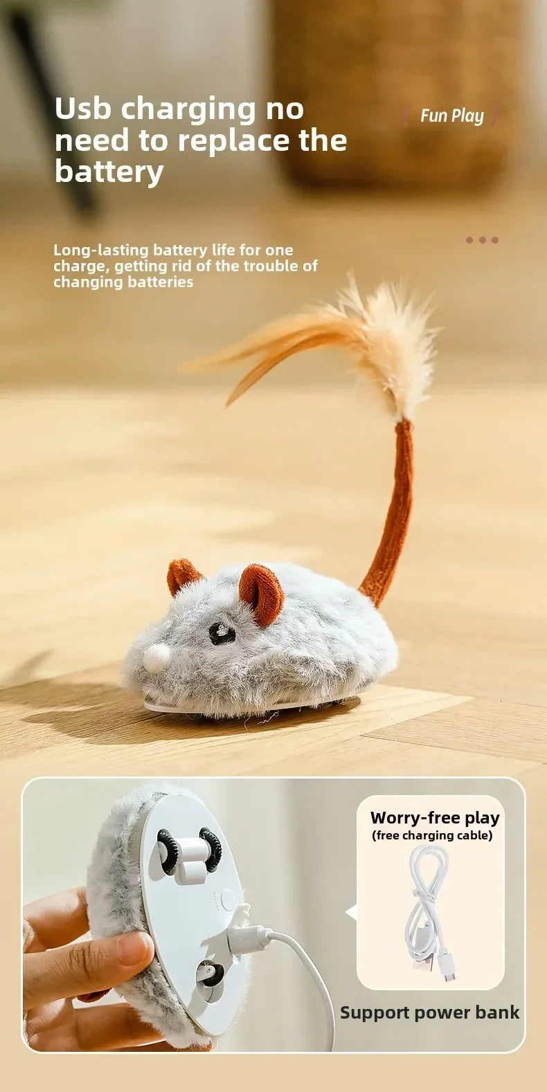 Automatic Electric Mouse Cat Toy – Interactive Self-Moving Toy