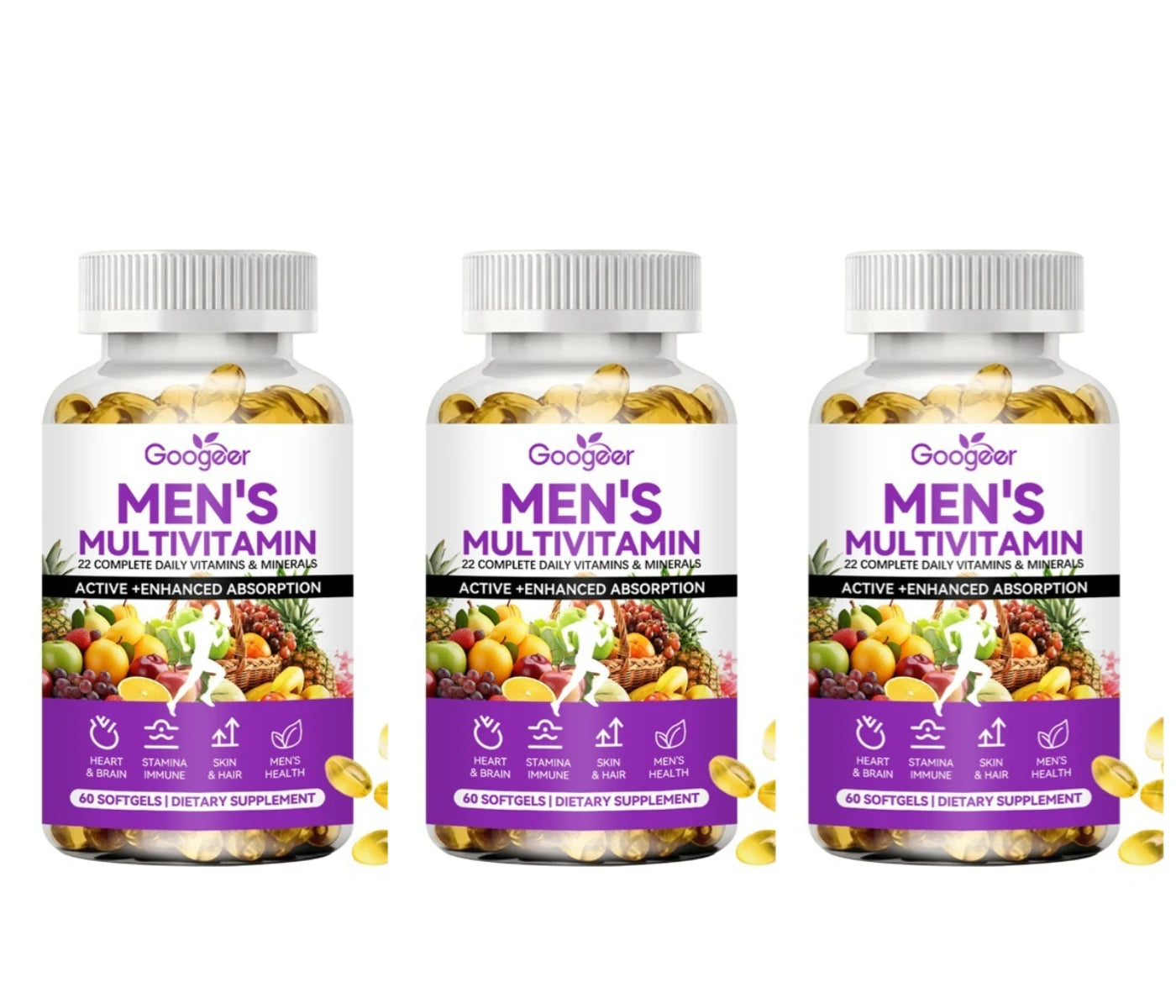 Googeer Men's Multivitamin Softgels 60 CT | Zinc, Vitamin D & C