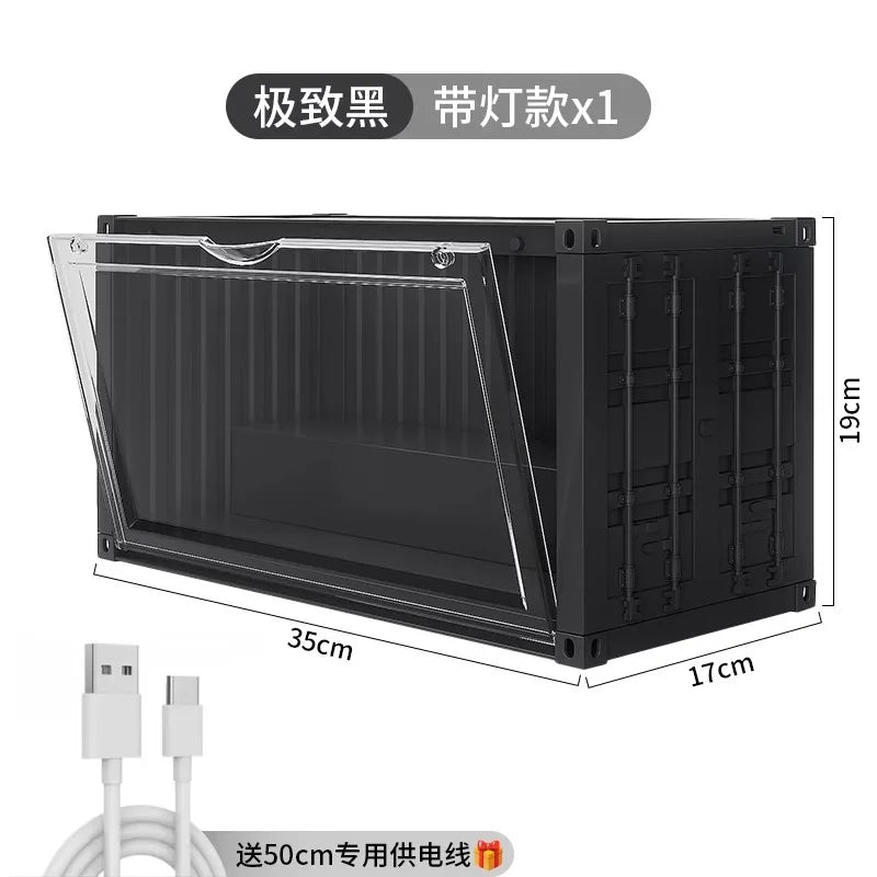 Sound-Activated LED Doll Display Box 35x17x19cm | Storage Case