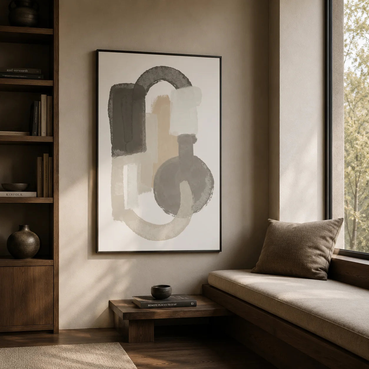 Abstract Wall Art Minimalist Geometric Canvas Painting Nordic Style Poster Prints for Bedroom Living Room Wall Decor Peaceful Pleasures Health and Wellness