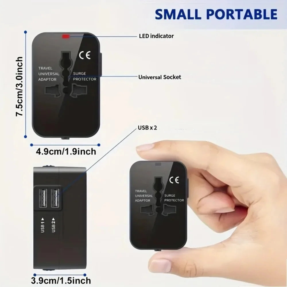 Universal Travel Adapter 2 USB + Type-C | US UK EU AU