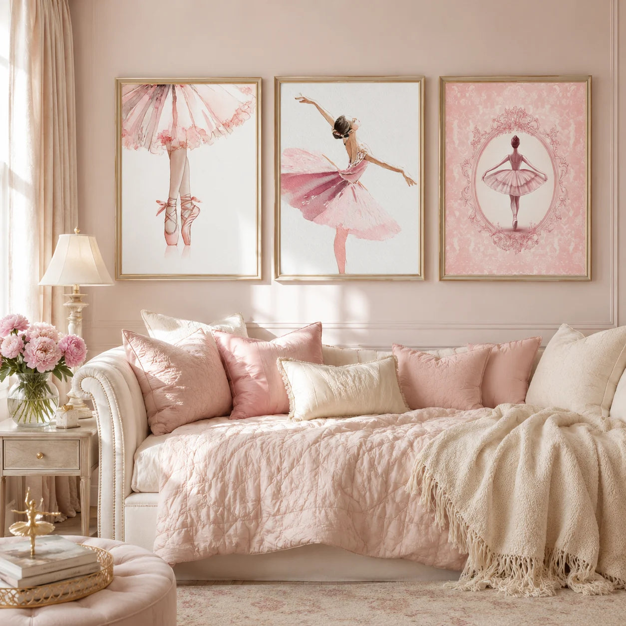 Pink Ballerina Canvas Wall Art | Nordic Ballet Dancer Poster Canvas Wall Art Peaceful Pleasures Health and Wellness