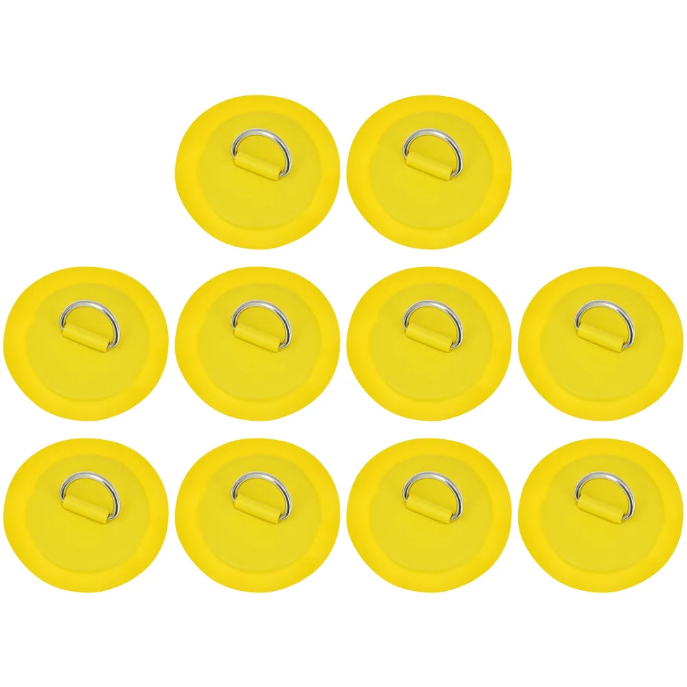 Inflatable Boat D-Ring Patch Stainless Steel PVC Pad Buckle For Kayak Raft Canoe Paddle Board SUP Surfboard Replacement Part Peaceful Pleasures Health and Wellness Yellow 10PCS