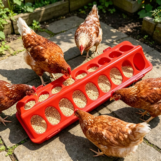 Flip Top Chicken Feeder Trough – No Mess Multi-Hole Poultry Poultry Feeder Trough Peaceful Pleasures Health and Wellness