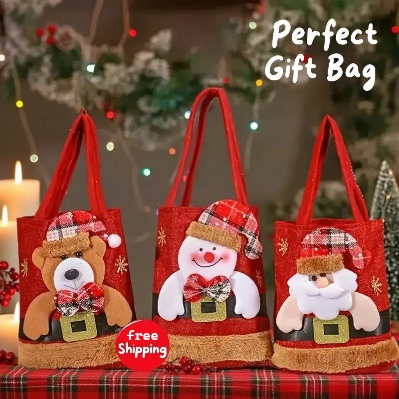 Reusable Christmas Gift Bags – Santa Reindeer Snowman Designs