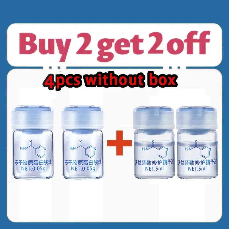 Korea Facial Hydrolyzed Silk Protein Collagen Thread Ball Serum Moisturiz Hydration Lifting Firm Fine lines Essence SkinCare Peaceful Pleasures Health and Wellness 4bottle(without box)