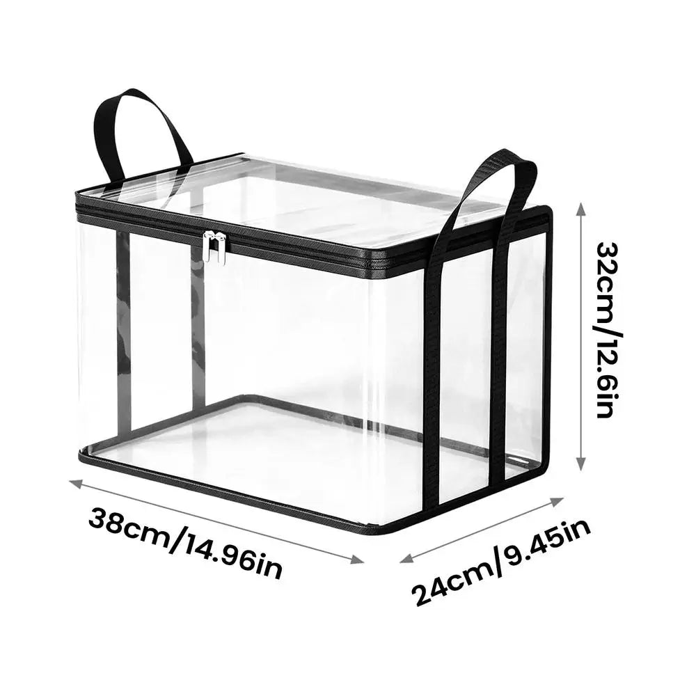 3-Pack Clear Zipper Storage Bags for Books, Media & Moving