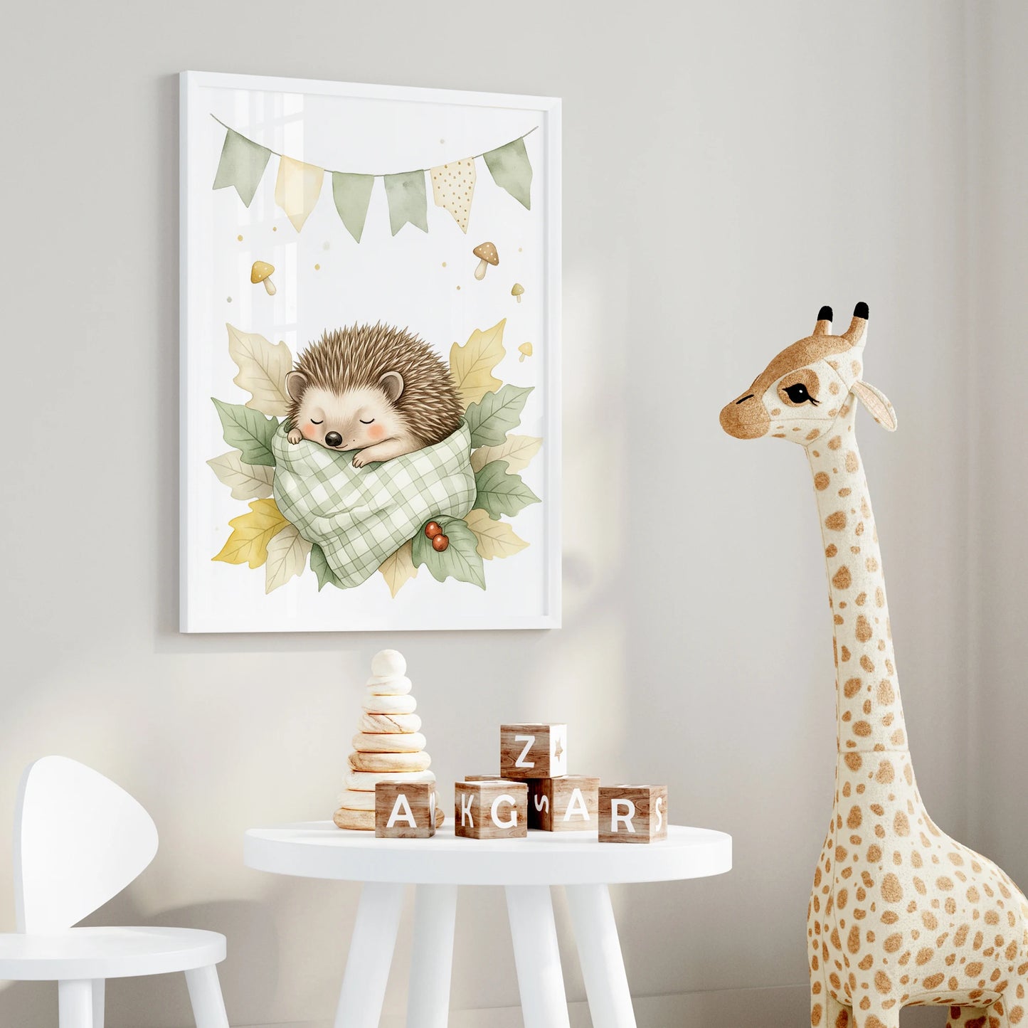 3-Piece Cartoon Animal Canvas Wall Art | Rabbit Hedgehog Squirrel