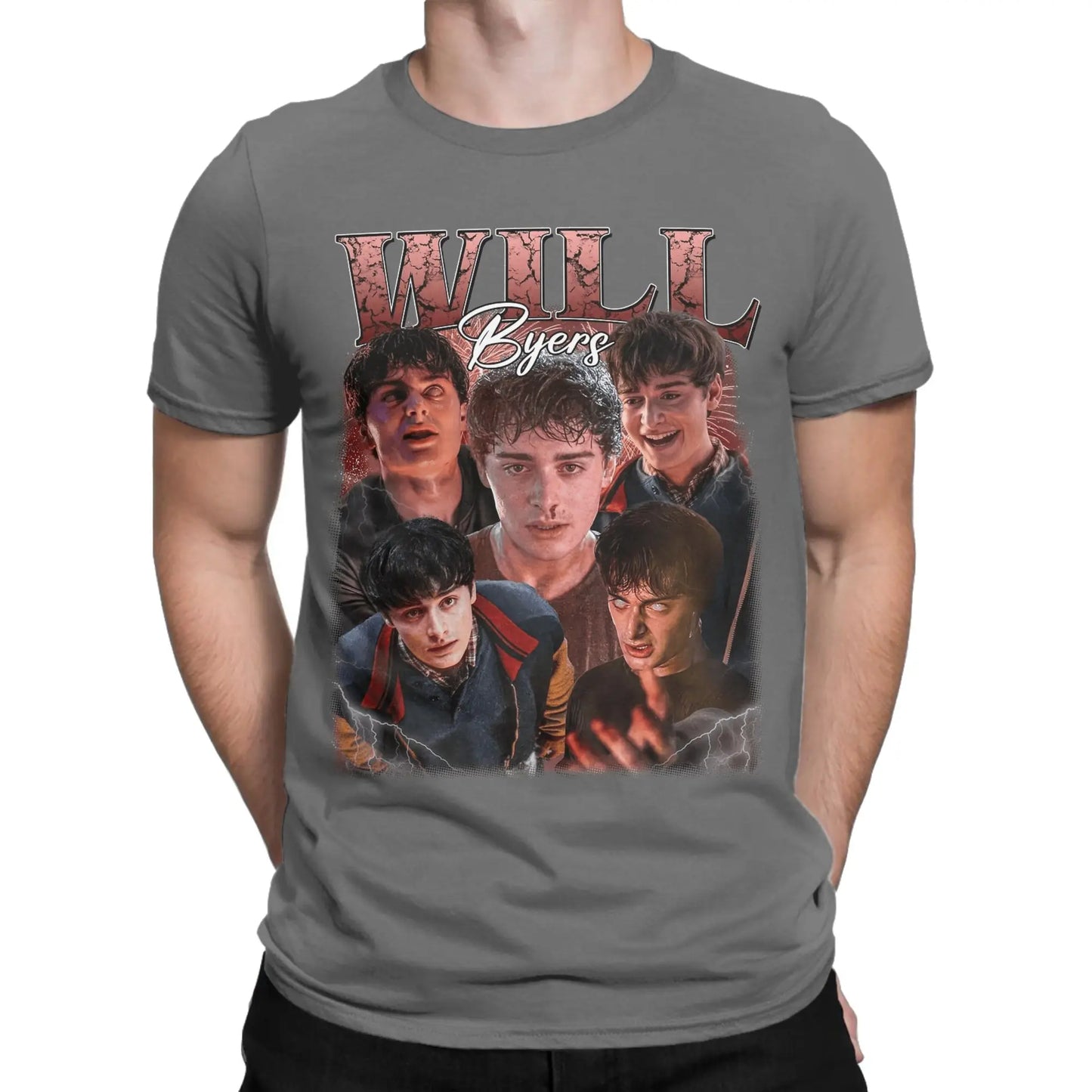 Men's Will Byers T Shirts TV Show 100% Cotton Clothes Vintage Short Sleeve O Neck Tee Shirt Gift Idea T-Shirts Peaceful Pleasures Health and Wellness Dark Grey 5XL