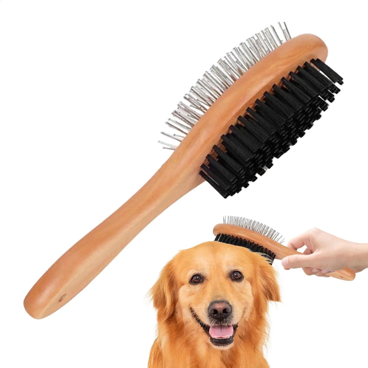 Double-Sided Pet Grooming Brush – Dog & Cat Hair Remover