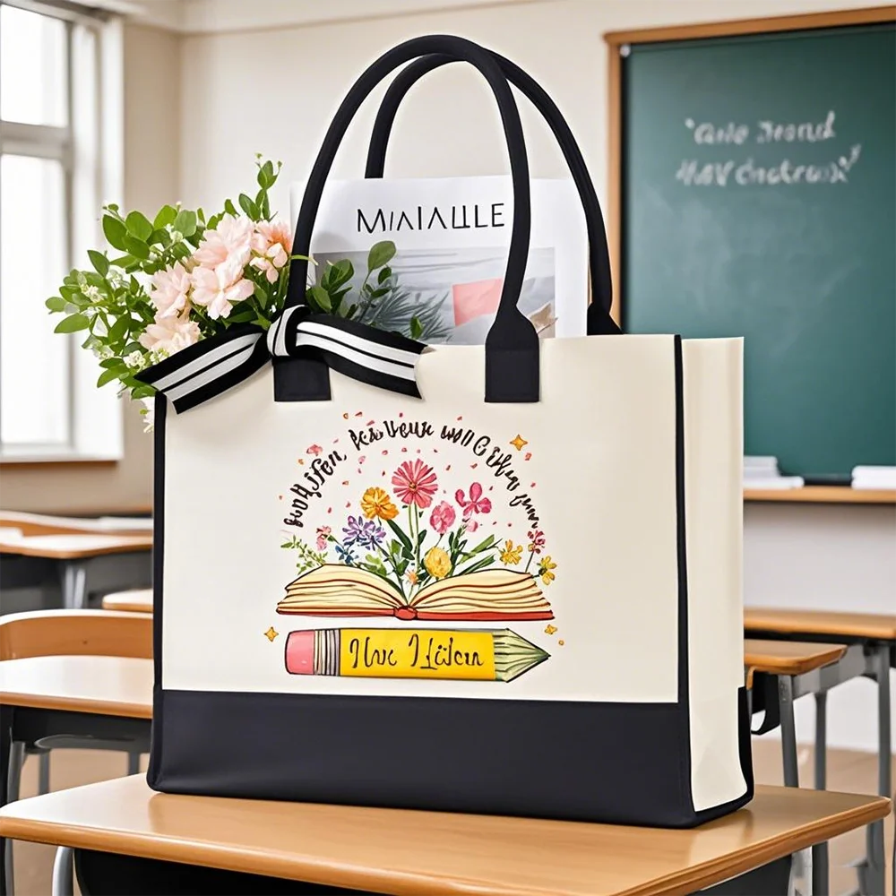Personalized Teacher Name Tote Bag | Custom Teacher Gift Personalized Tote Bag Peaceful Pleasures Health and Wellness