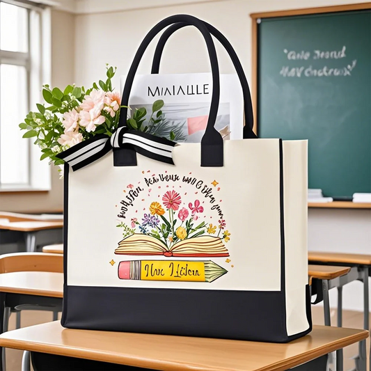 Personalized Teacher Name Tote Bag | Custom Teacher Gift Personalized Tote Bag Peaceful Pleasures Health and Wellness