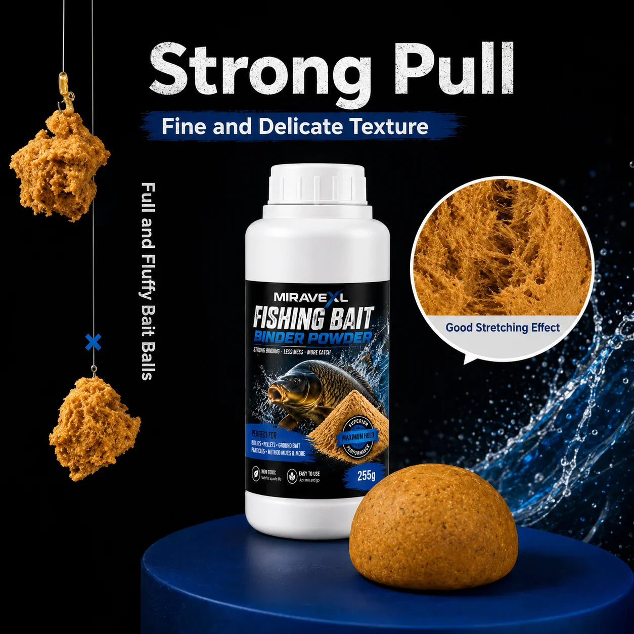 MIRAVEXL Fishing Bait Binder Powder 255g – Boilies & Pellets