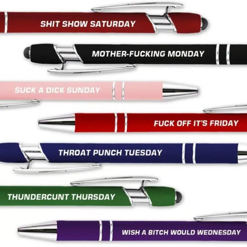 Fun Stress-Relieving Daily Quotes Metal Plastic Ballpoint Pen Set Smooth Writing Office School Supplies Creative Stationery Kit Peaceful Pleasures Health and Wellness