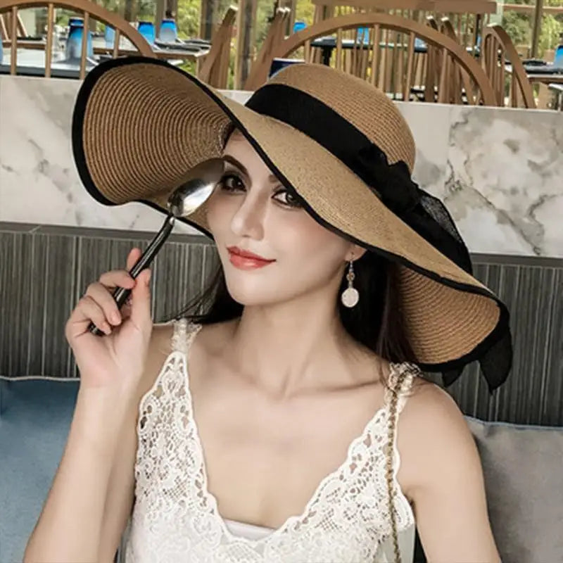 Women's Foldable Straw Sun Hat – Beach Travel Panama Cap