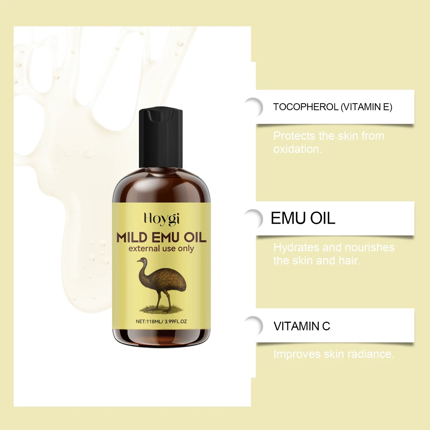 Hoygi Emu Oil Anti-Aging Moisturizer – Skin & Hair 118ml
