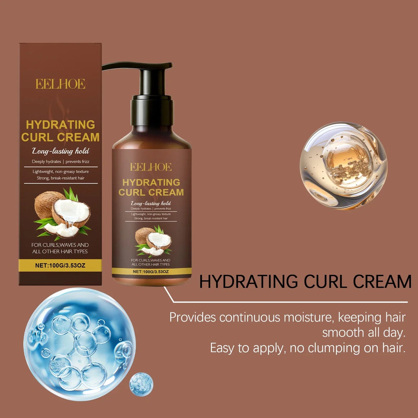 EELHOE Curl Styling Cream – Anti-Frizz & Moisturizing 100g