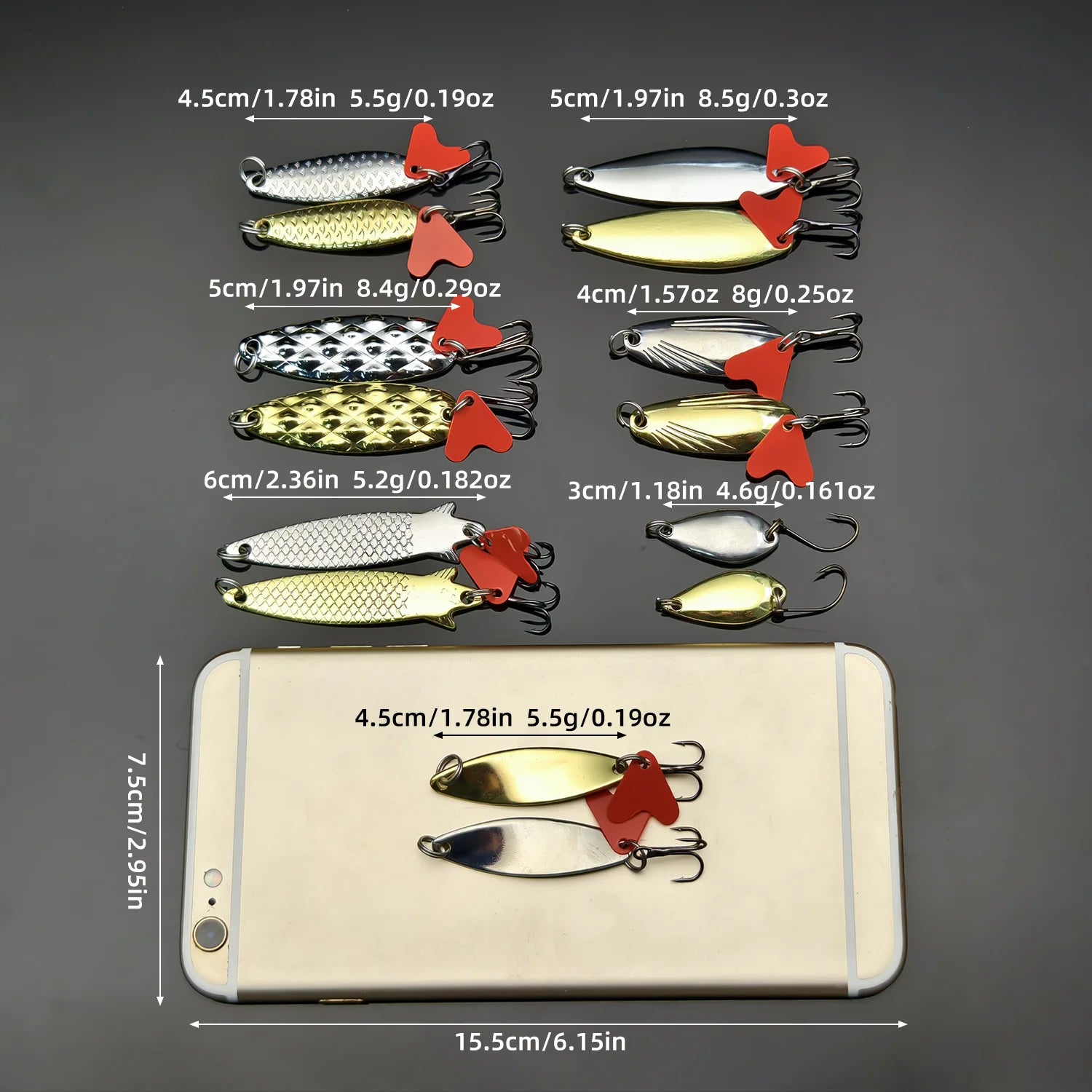 20pcs/Set Gold And Sliver Metal Jig Spoon Spinner Fishing Lure Wobbler Bait Set with Fishing Tackle Box Kit For Fishing Peaceful Pleasures Health and Wellness 20pcs 1set