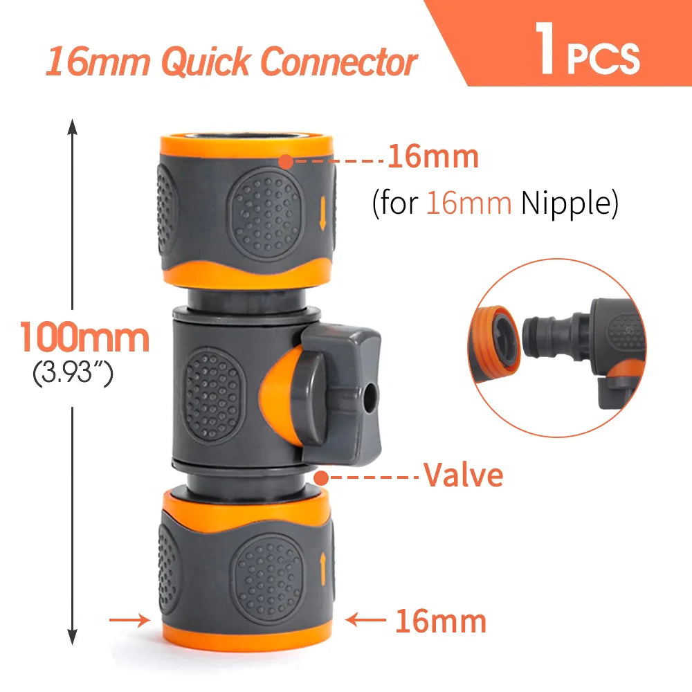 16mm Ball Valve Hose Coupling Joint Extender Connect Repair Adapter Quick Connector for Garden Irrigation Tubing Stop Water Peaceful Pleasures Health and Wellness F to F-1PCS