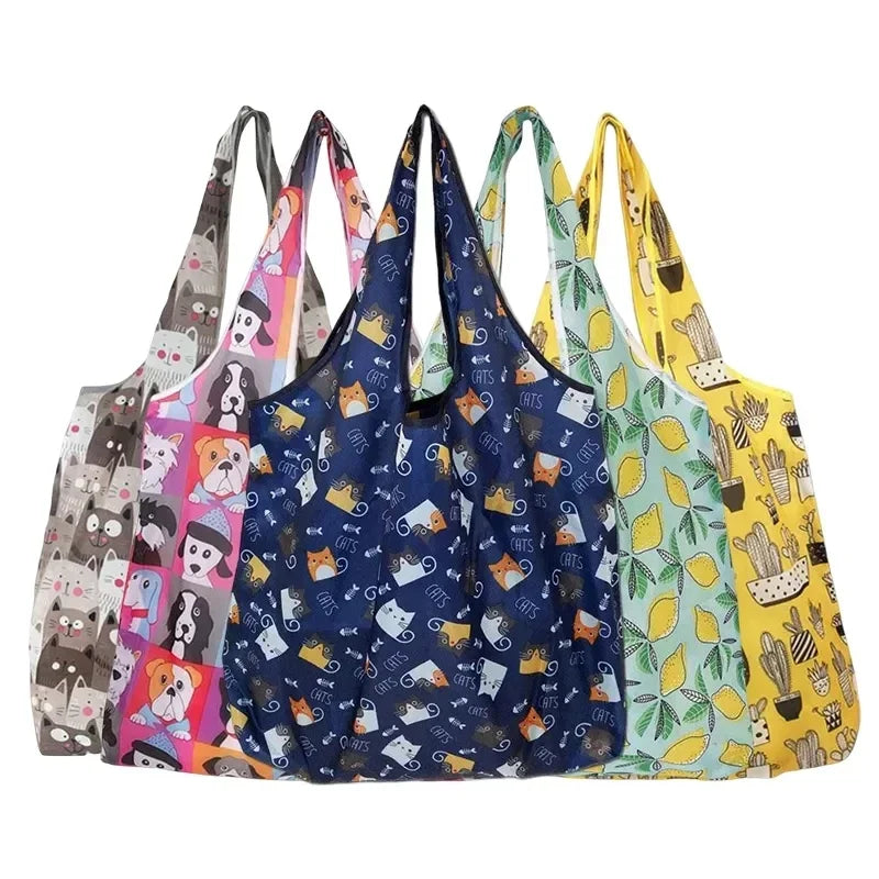 Reusable Foldable Grocery Tote Bags – Large Boho Washable
