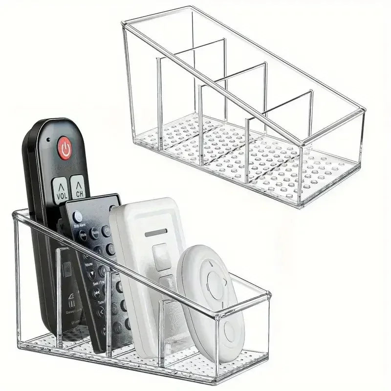 Romote Control Holder with 4 Compartments Clear Romote Holder Home Decor Kitchen Acccessories Make Up Orangizer Peaceful Pleasures Health and Wellness 1pc