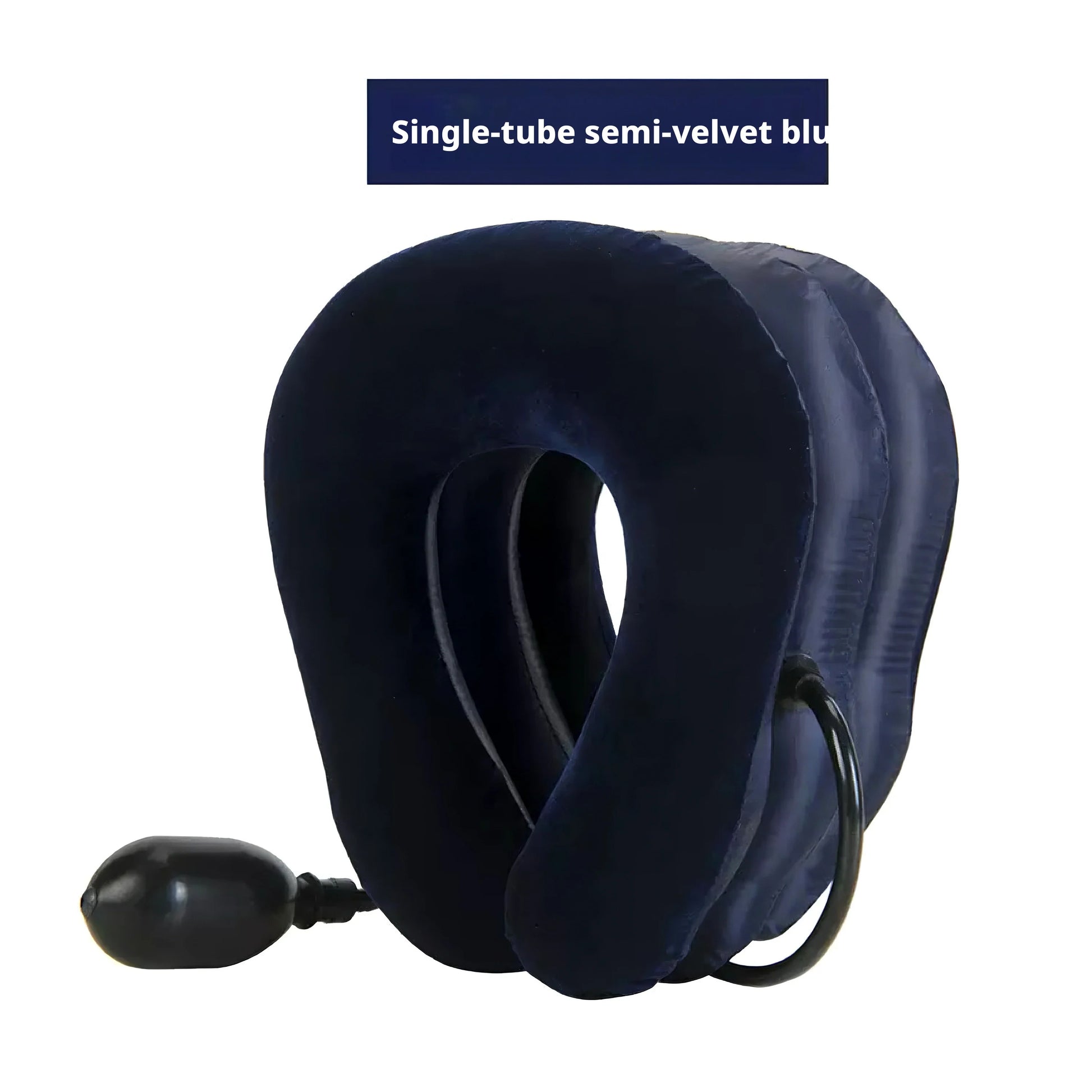 Inflatable Neck Traction Pillow 360° Cervical Support Device Portable Air Pump Neck Stretcher for Pain Relief Home Use Two Color Peaceful Pleasures Health and Wellness Navy Blue