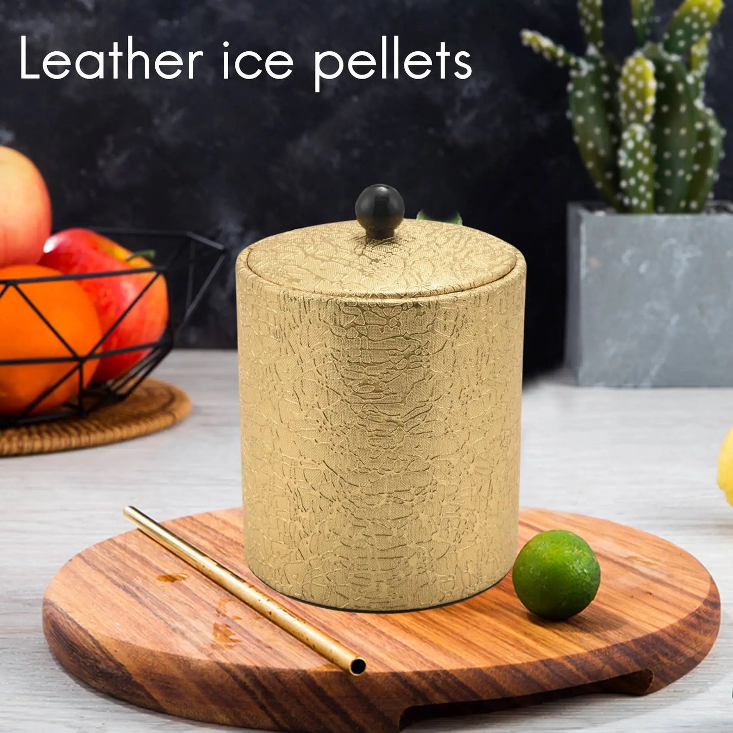 A36T-1.3L Stainless Steel Ice Bucket Leather Ice Bucket European Style Wine Red Wine Bar KTV Supplies Champagne Bucket Peaceful Pleasures Health and Wellness