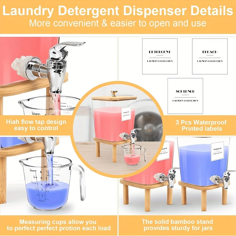 Laundry Detergent Dispenser with Stainless Steel Tap – Liquid Soap & Fabric Softener Dispenser