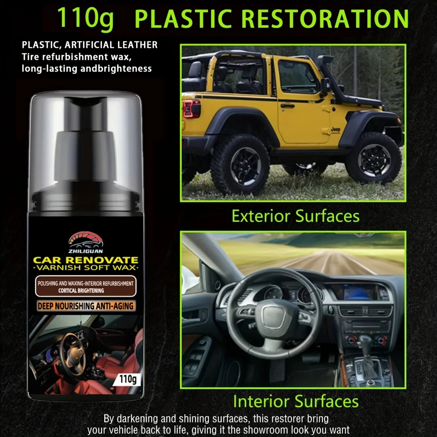 Car Plastic Restorer – Rubber & Trim Care Agent | Deep Shine