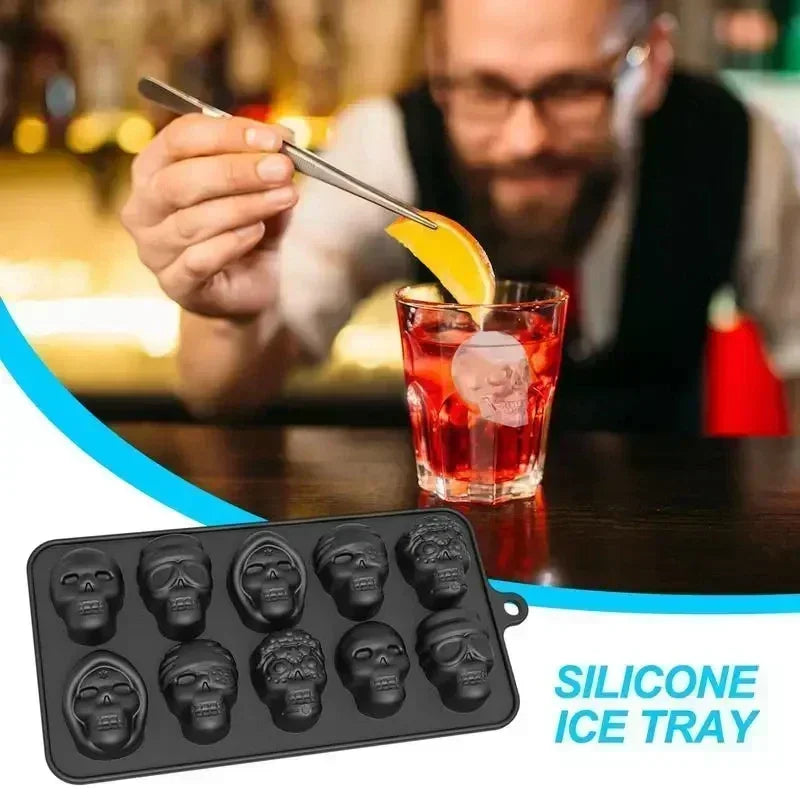 10-Grid Skull Ice Cube Mold | Silicone Halloween Ice Maker