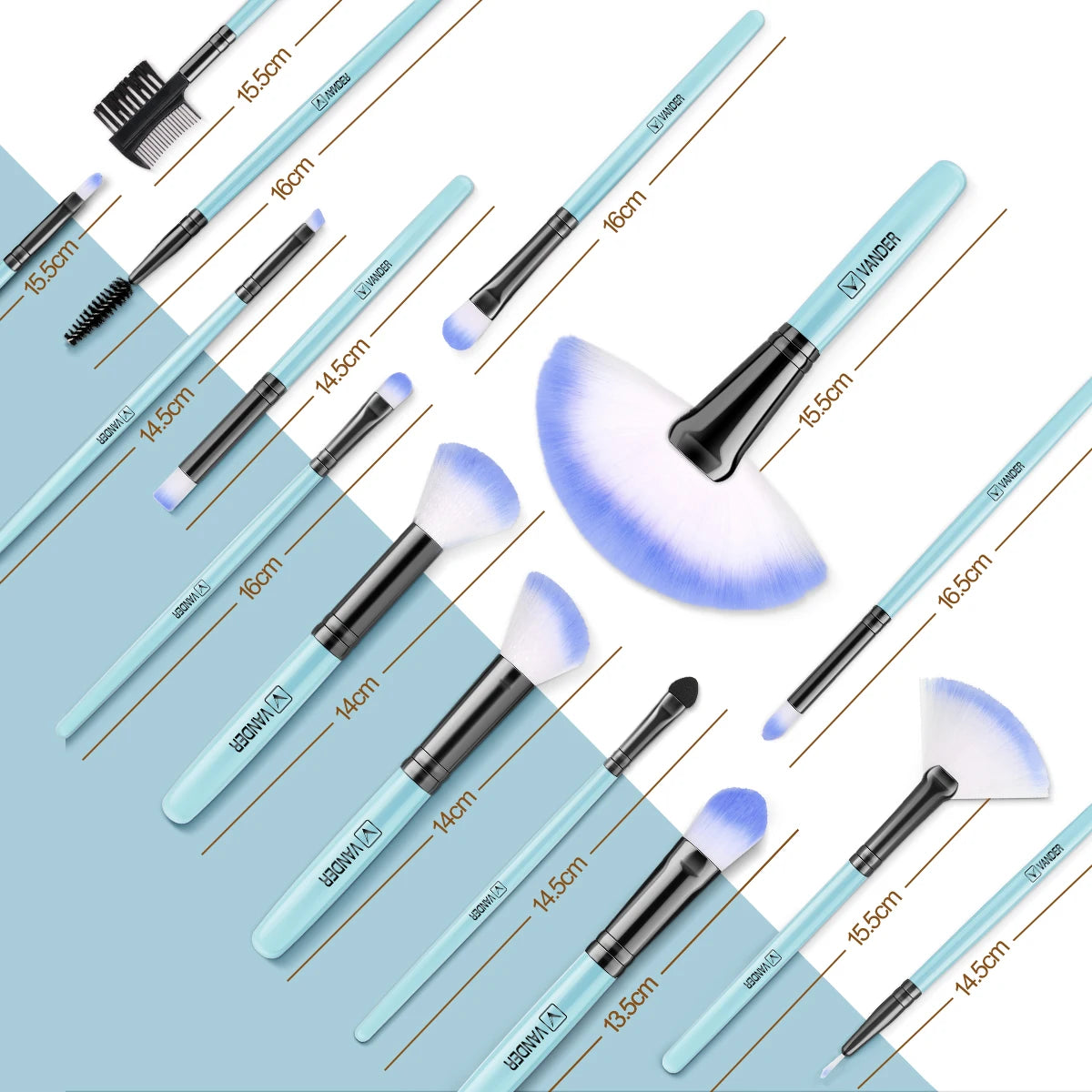 18-Piece Soft Professional Makeup Brush Set – Kabuki & Blending