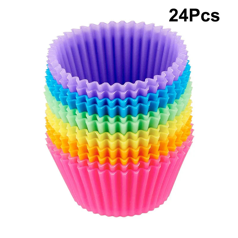 Silicone Cupcake Molds 12/24 Pack – BPA-Free Muffin Baking Cups