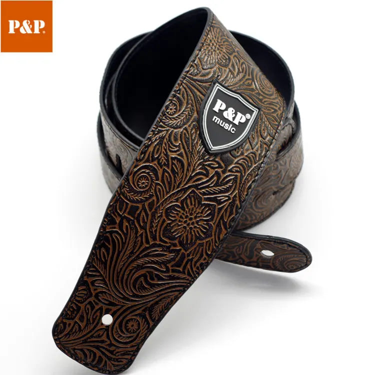 Pvsp Leather Guitar Strap Acoustic Electric Folk Guita Solid Durable
