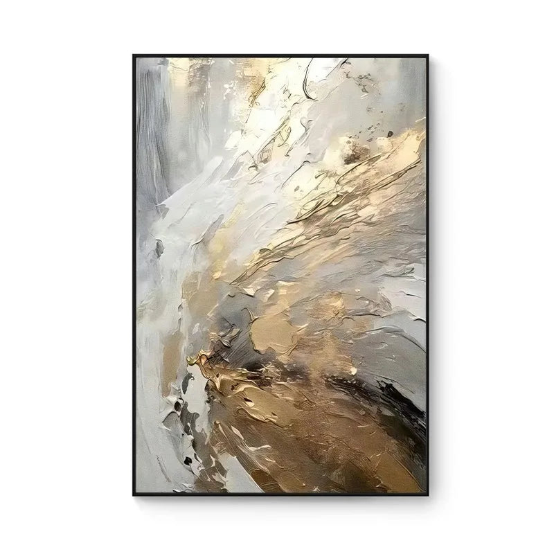 100% Hand Painted，Gold, Grey, Beige, Black ,Textured Painting, Acrylic Abstract Oil Painting, Wall Decor Living Room, Office Wal Peaceful Pleasures Health and Wellness