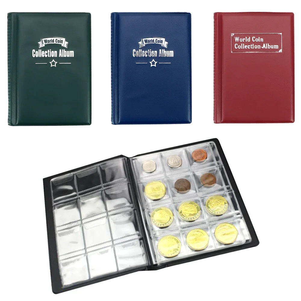 PU Leather Coin Collection Album – 60 or 120 Pocket Organizer