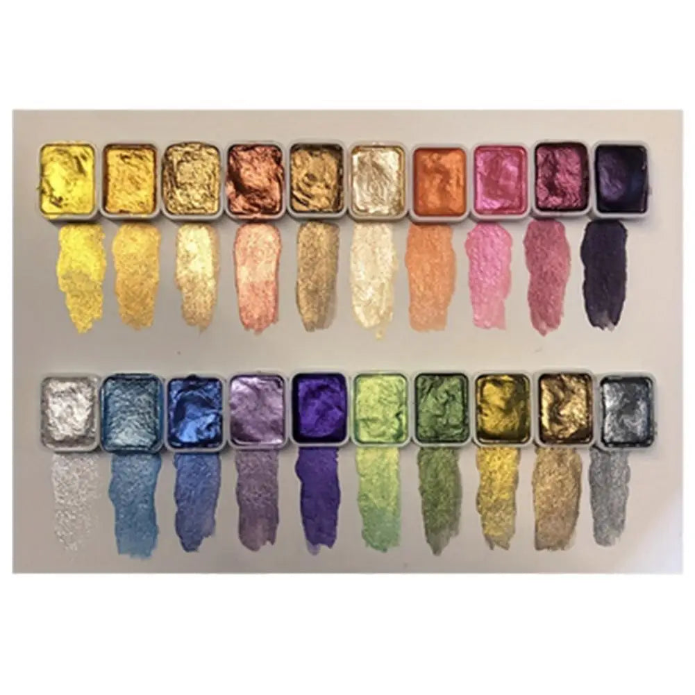 Portable Box Embedded with Glittering Pearl Solid Solid Watercolor Painting, Art Supplies Lightweight, High Solid Pigment Peaceful Pleasures Health and Wellness