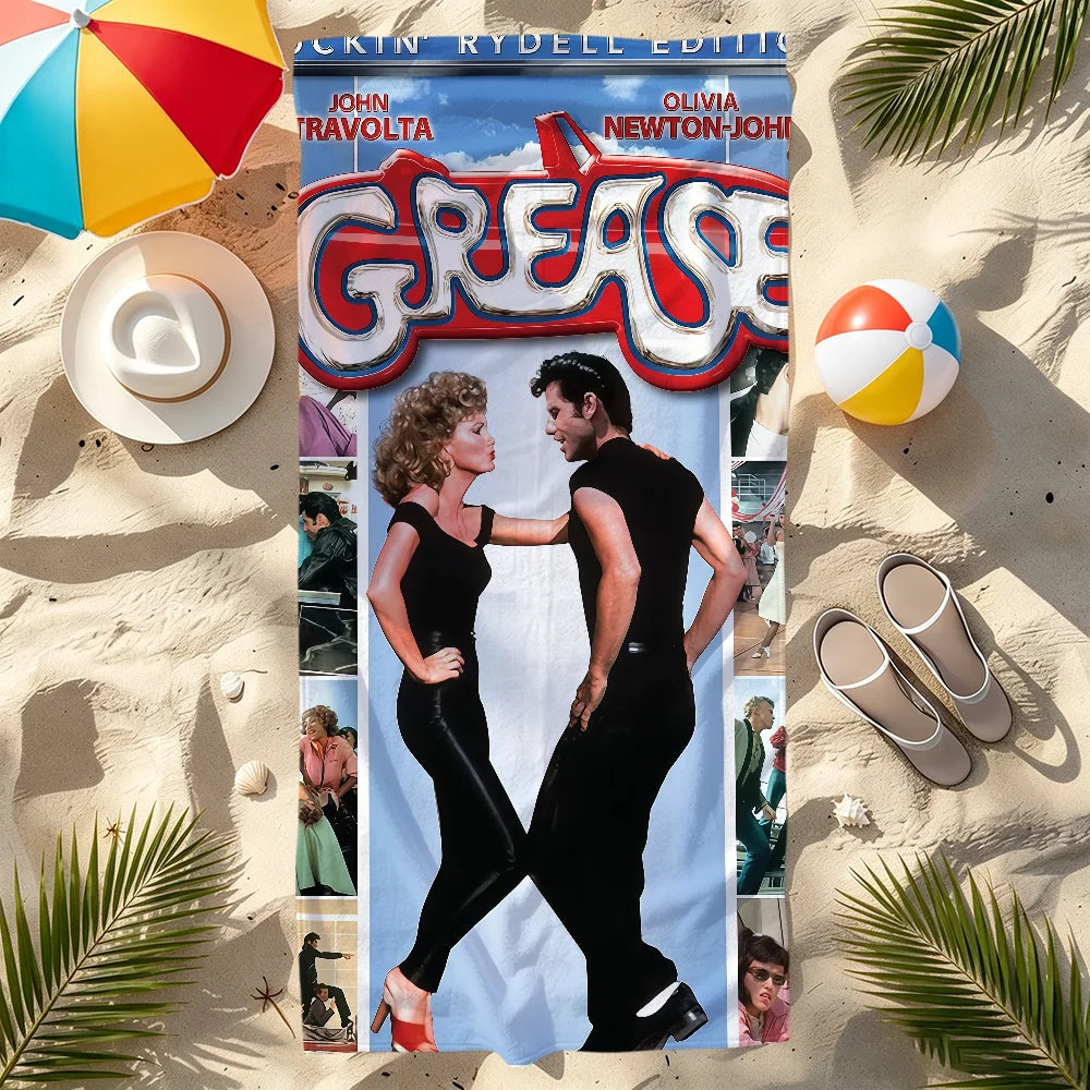Grease 1978 Movie Quick-Dry Beach Towel | Soft Microfiber Microfiber Beach Towel Peaceful Pleasures Health and Wellness